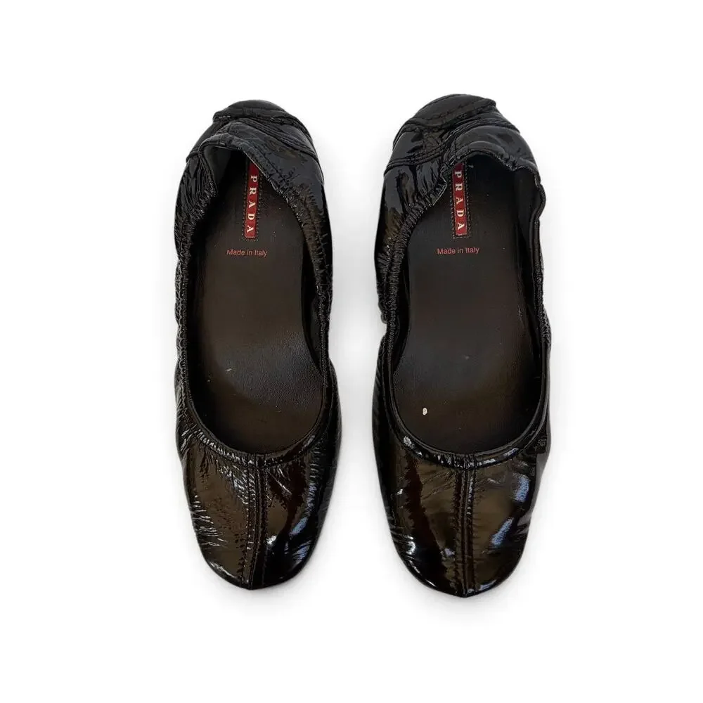 Prada Black Patent Leather Ballet Flats 36 US 6